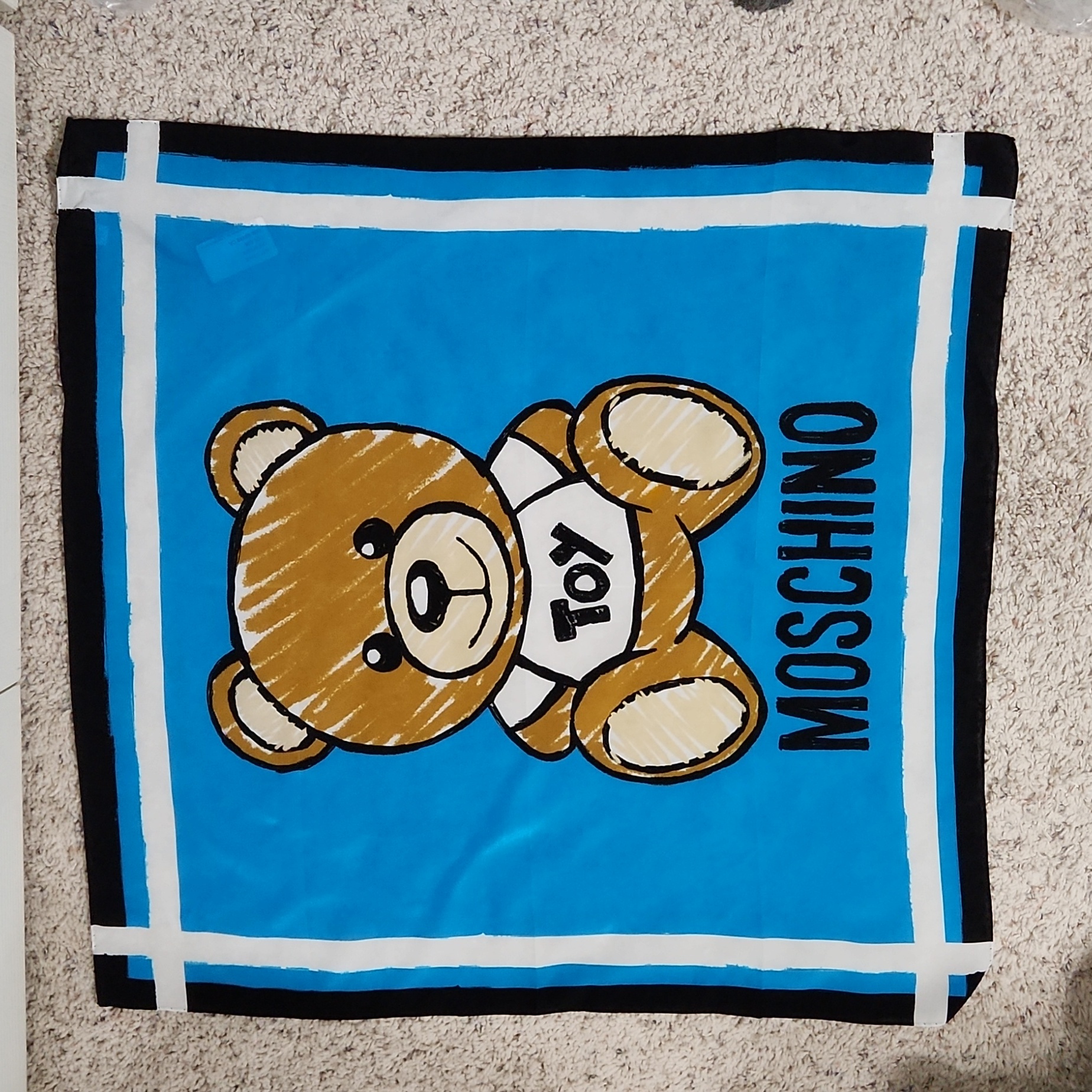 Nwt Moschino Teddy Bear Toy Silk Scarf 26"X26" Made In Italy
